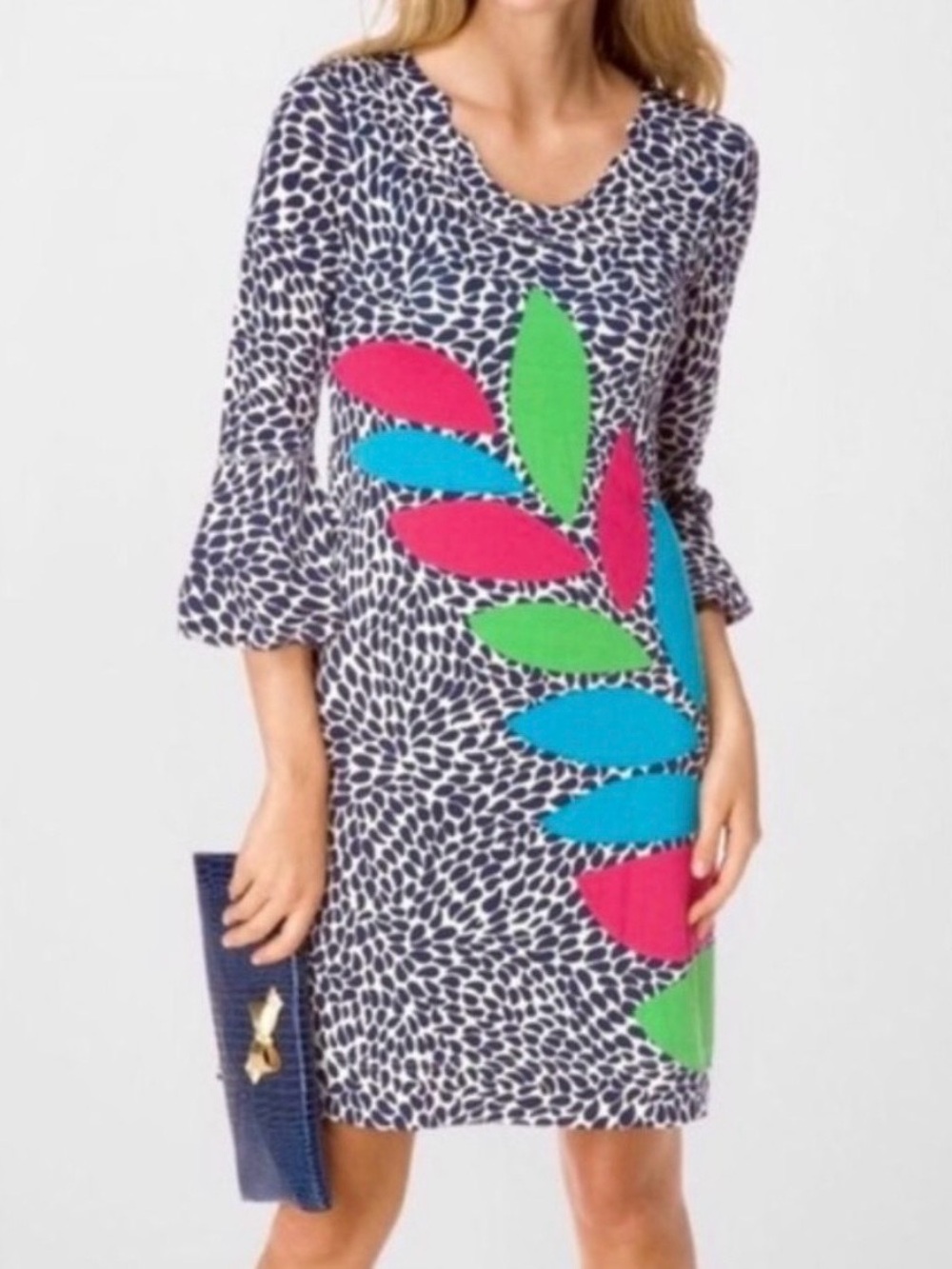 Lilly Pulitzer Silk Cotton Shift Dress Leaf Floral  XS Resort Colorful Tropical